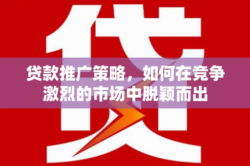 双河贷款推广策略，如何在竞争激烈的市场中脱颖而出
