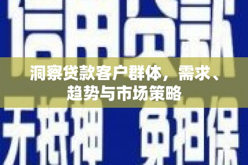 双河洞察贷款客户群体，需求、趋势与市场策略