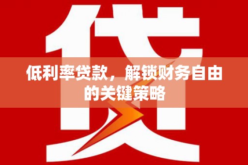 双河低利率贷款，解锁财务自由的关键策略