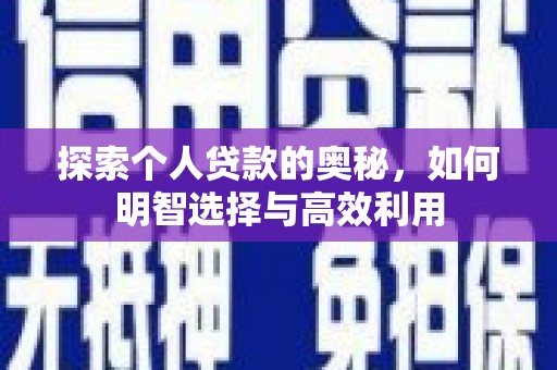 双河探索个人贷款的奥秘，如何明智选择与高效利用
